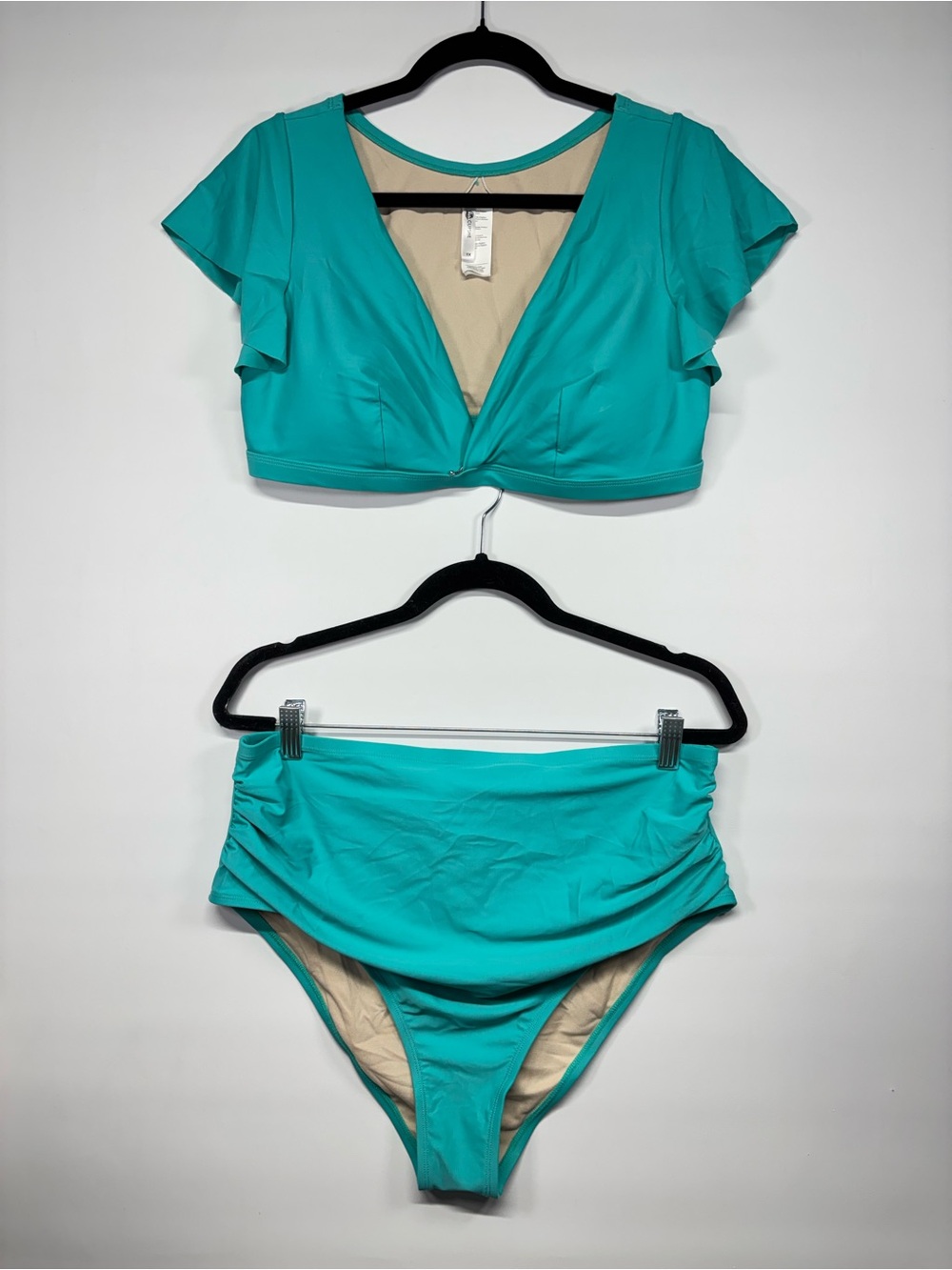 ✨Cupshe Nature Trip Ruffle Sleeves High Waist Tummy Control Plus Size 1X Set - Picture 4 of 14